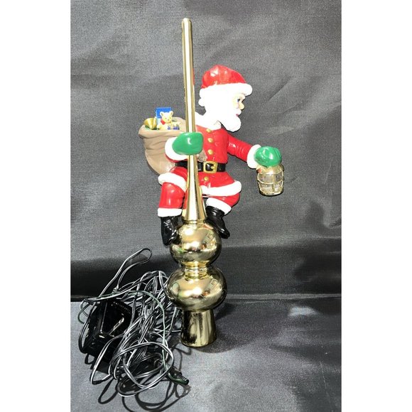 Holiday Vintage Santas Lighted Animated Tree Topper Santa Claus